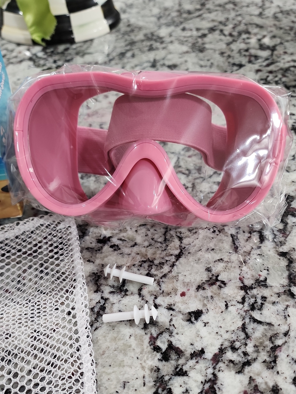 Kids Pink Swim Snorkel Mask W/ Nose Cover, Anti-Leak, Elastic Strap, UV Protect
